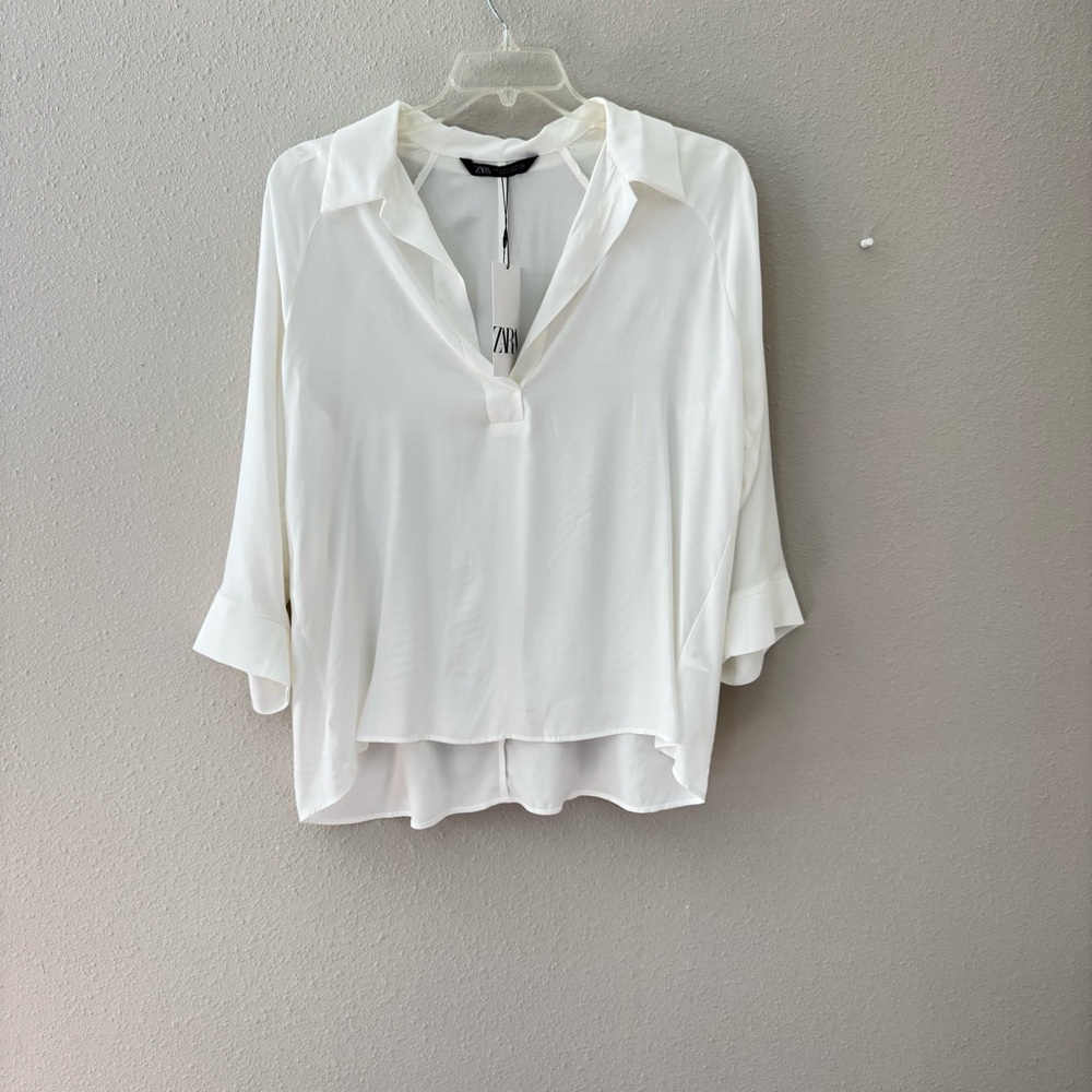 Zara Women's White Blouse Size L - Picture 2 of 7